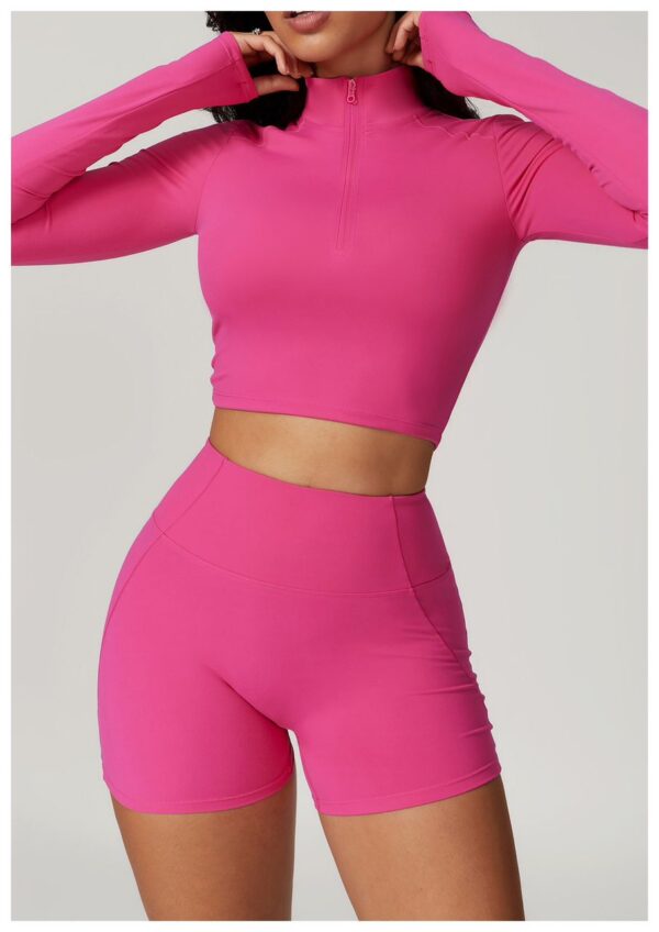 Active Matching Set - Long Sleeve Top & High Waist Shorts